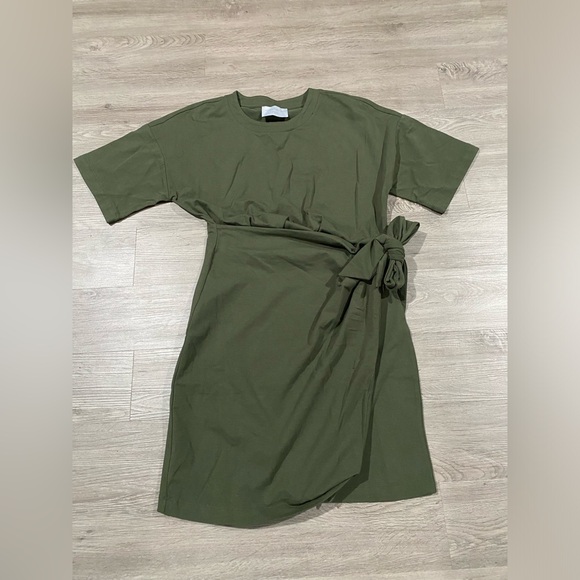 Modern Citizen Olive Green T-Shirt Wrap Skirt Dress Medium - Picture 3 of 6